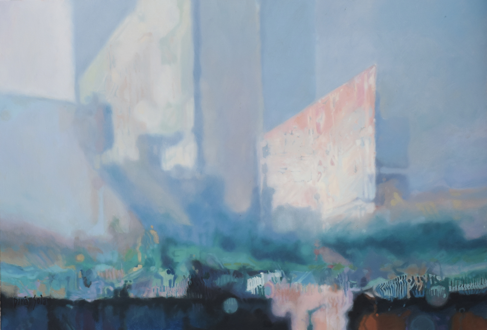 Wieżowce we Mgle Skyscrapers in the Mist daria Solar 50x70